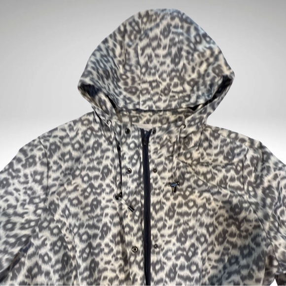 Miss Etam Lightweight Hooded Spring, Fall Leopard Print Rain Jacket 3/4 length - Picture 6 of 16